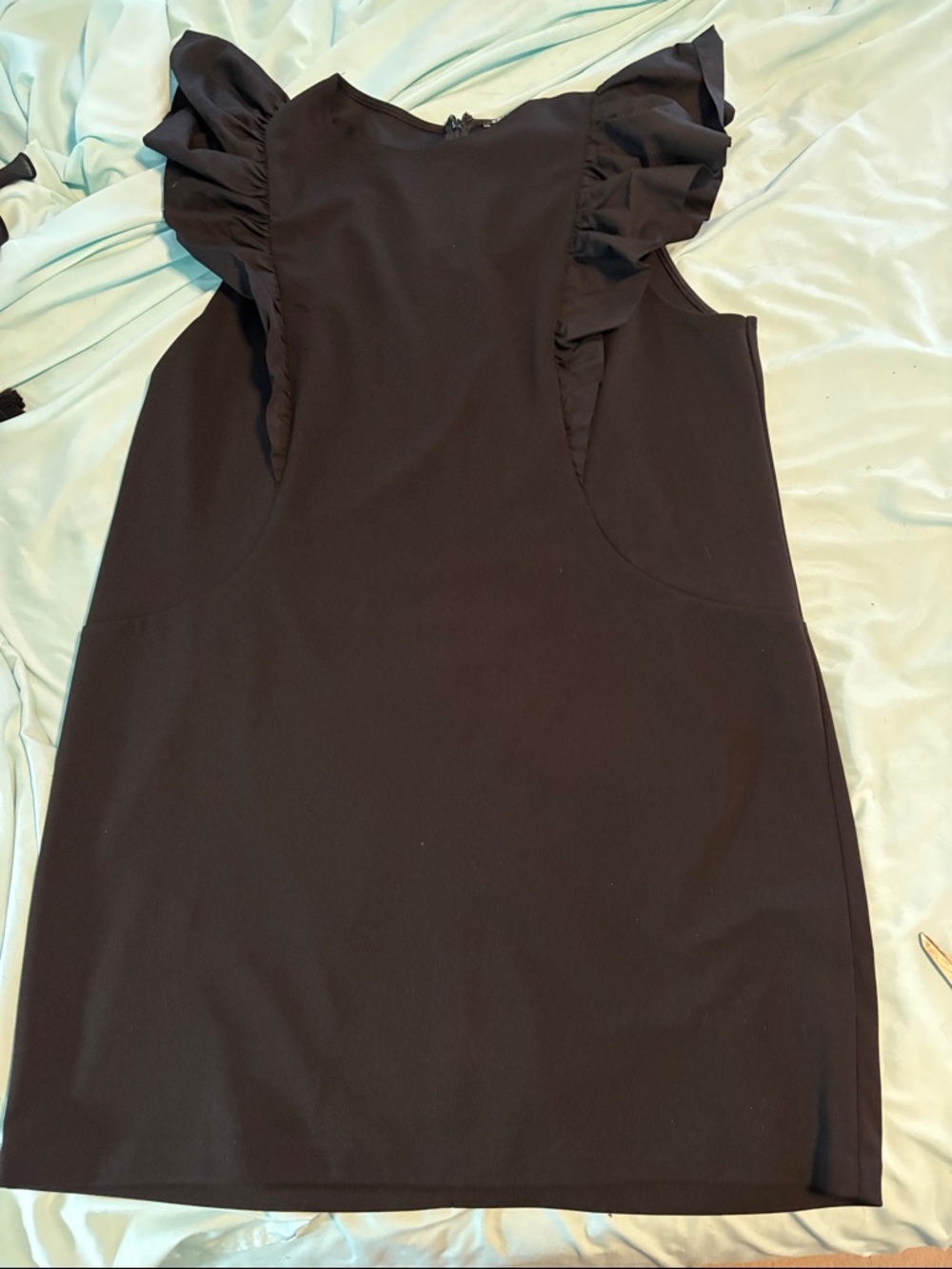 Express Black Mini Dress with Ruffle Sleeves